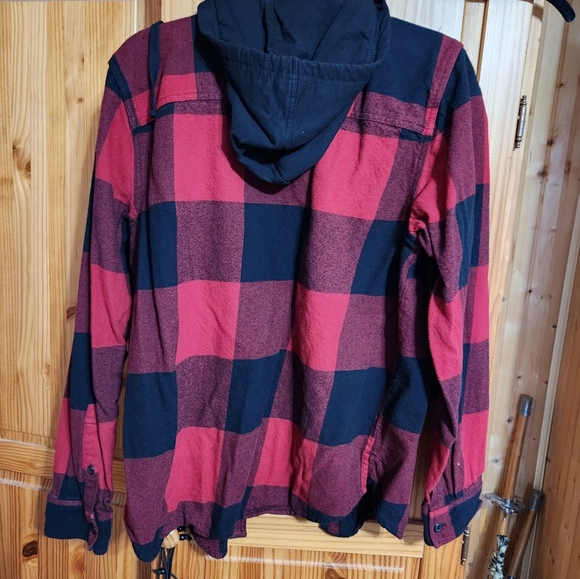 Mens plaid button hoodie - Picture 5 of 6